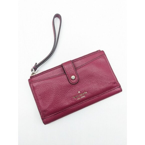 KATE SPADE leather wallet wristlet pouch phone bag - PLUM - Picture 4 of 9